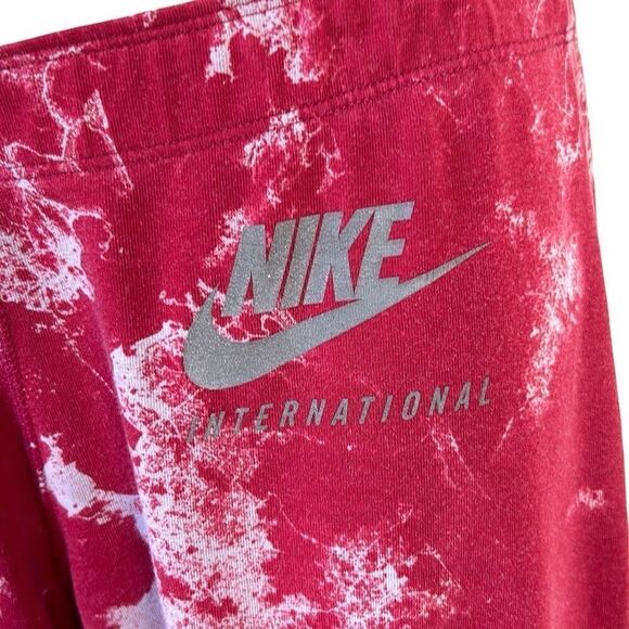 Nike International Red and White Marbled Print Athletic Yoga Leggings Size Mediu - Picture 3 of 4